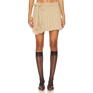 Loba 'Nili' Tan Pleated Wrap Skirt Size XS